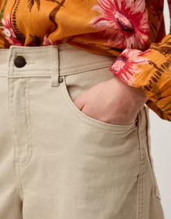 Hallie Regular Cropped Wide Leg Jeans Natural