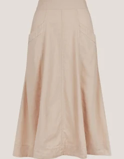 Harper Linen A-Line Midi Skirt Natural