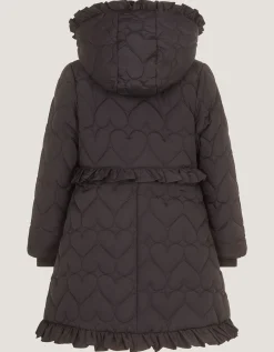 Harriett Heart Quilted Coat Black