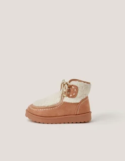 Heart Faux Shearling Ankle Boots Natural
