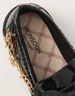 Heart Patent Loafer School Shoes Black