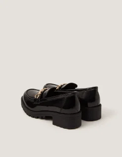Heart Patent Loafer School Shoes Black