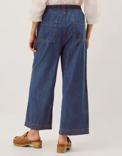 Heidi Drawstring Regular Wide Leg Jeans Blue