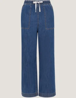 Heidi Drawstring Regular Wide Leg Jeans Blue
