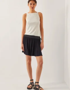 Heidi Metallic Shirred Shorts Black