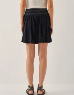 Heidi Metallic Shirred Shorts Black