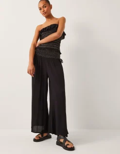 Heidi Shirred Wide Leg Trousers Black