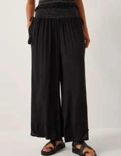 Heidi Shirred Wide Leg Trousers Black