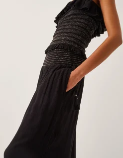 Heidi Shirred Wide Leg Trousers Black