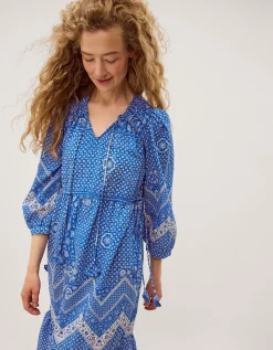 Iggy Floral Print Midi Dress Blue