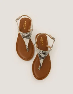 Immy Animal Print Leather Toe Post Sandals Natural