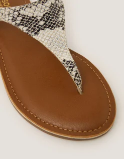Immy Animal Print Leather Toe Post Sandals Natural