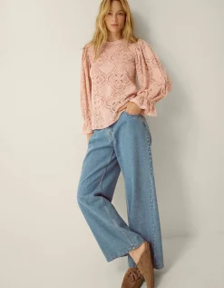 Imogen Lace Blouson Blouse Pink