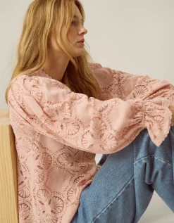 Imogen Lace Blouson Blouse Pink