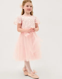 Inaya Floral Sequin Party Dress Pink