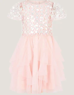 Inaya Floral Sequin Party Dress Pink