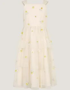 Ingrid Floral Embroidered Tiered Maxi Dress White