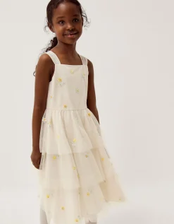 Ingrid Floral Embroidered Tiered Maxi Dress White