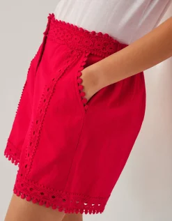 Irina High-Waisted Lace Shorts Red