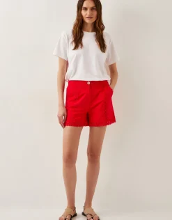 Irina High-Waisted Lace Shorts Red