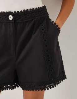 Irina High-Waisted Lace Shorts Black