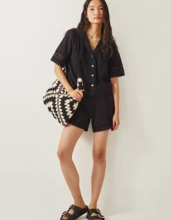 Irina High-Waisted Lace Shorts Black