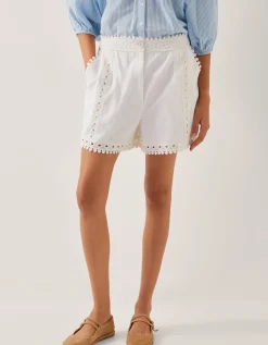 Irina High-Waisted Lace Shorts White