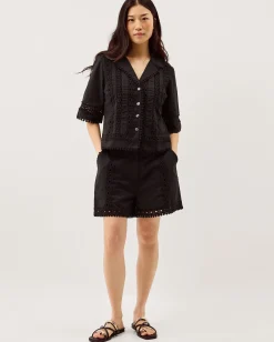 Irina Lace Trim Shirt Black