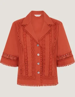 Irina Lace Trim Shirt Orange