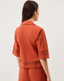 Irina Lace Trim Shirt Orange