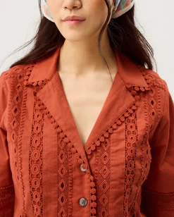 Irina Lace Trim Shirt Orange