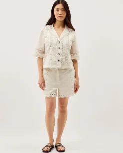 Irina Lace Trim Shirt White