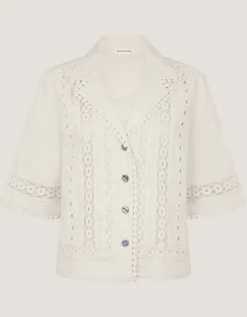 Irina Lace Trim Shirt White