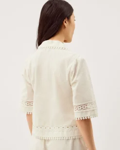Irina Lace Trim Shirt White
