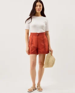 Irina Lace Trim Shorts Orange