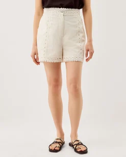 Irina Lace Trim Shorts White