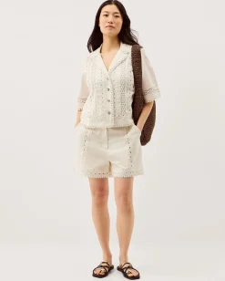 Irina Lace Trim Shorts White