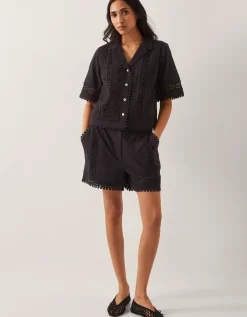 Irina Short Sleeve Lace Shirt Black