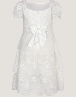Isabel Lace Scallop Tiered Party Dress Ivory