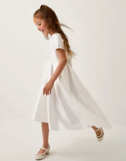 Isabella Short Sleeve Pearl-Embellished Dress Ivory