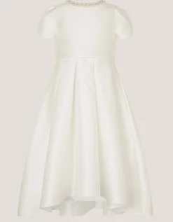 Isabella Short Sleeve Pearl-Embellished Dress Ivory