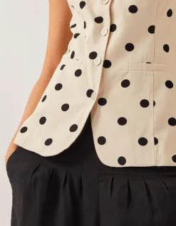 Isabel Polka Dot Waistcoat Ivory