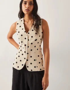 Isabel Polka Dot Waistcoat Ivory