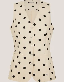 Isabel Polka Dot Waistcoat Ivory
