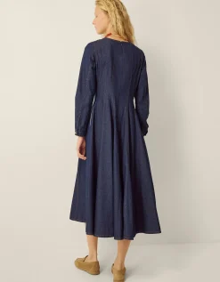 Isadora Seamed Denim Midi Dress Blue