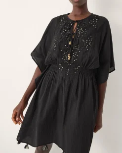 Jada Embellished Mini Kaftan Black