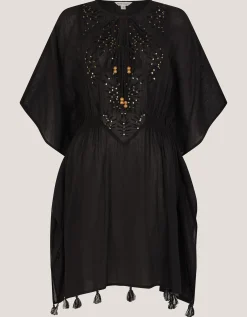Jada Embellished Mini Kaftan Black