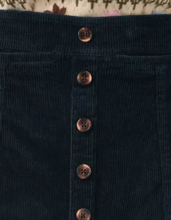 Jamie Button Corduroy Midi Skirt Blue