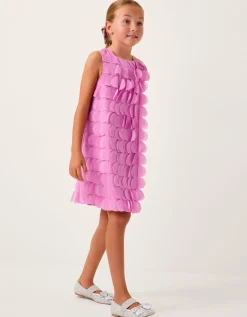 Jazzy Scallop Frill Shift Dress Pink