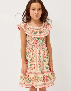 Jelena Butterfly Print Bardot Dress Ivory